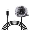 PULUZ Mini 1.5m Type-C Jack Lavalier Wired Condenser Recording Microphone for Phone Live