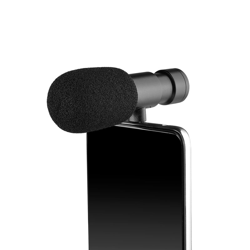 YELANGU MIC06-C Type-C Plug and Play Microphone External Stereo Interview Microphone for Reporter Mobile Phone Camera Video (Black)