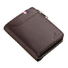 Men Black Coffee Zipper Leather Wallet Card Holder Coin Bag with External Card Slot