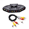 Black 3-Way Audio Video AV RCA Switch Selector Box Splitter for Xbox 360 DVD PS2 PS3 with AV Cable