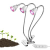 15W Three-Head LED Grow Light Clip Desk Growth Lamp 360 Adjustable Gooseneck for Indoor Plants