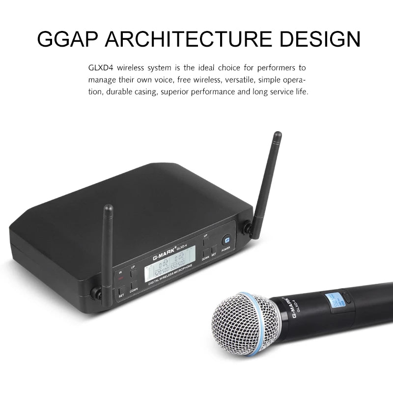 Bakeey GLXD4 Wireless Microphone UHF Dynamic Handheld Mic Automatic Frequency Speech Microphone for Kraoke Speech Party