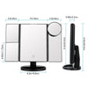 22Pcs LED Tri-fold Makeup Mirror Brightness Adjustable Desktop Cosmetic Mirror Rotatable Potable Mirror