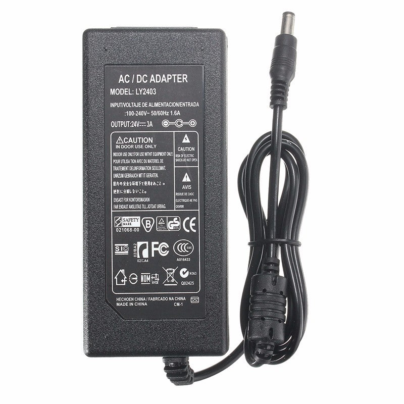 5.5mm x 2.5mm  AC 100-240V to DC 24V 3A Switching Power Supply Adapter Transformer