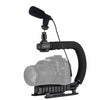 C-shape Camera Stabilizer with Microphone Mini Tripod Head Pone Clip Sports Camera Mount