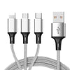 4FT 3 in 1 Multi Charging Cablephone Connector USB Universal Charger Cord Adapter - Gray