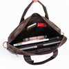 Men Briefcases Handbag Document Business Office Laptop Bag Leather Male Work Bag Brown