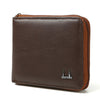 Leather Zip Wallet Vintage Organizer Billfold Zipper Coin Bag Wallet for Men