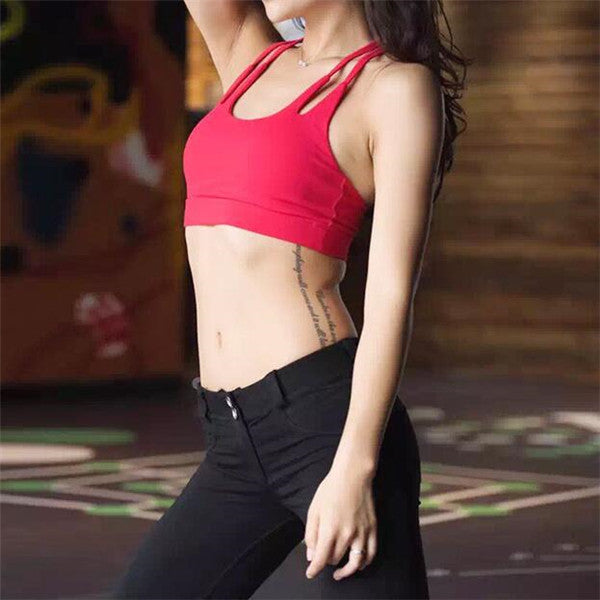Shockproof Push Up Yoga Bra Double Strap Backless Sexy Running Sport Vest Bra Top
