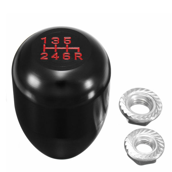 6-Speed Type-R Black Aluminum Car Shift Shifter Knob And 8/10MM Threaded Adapter