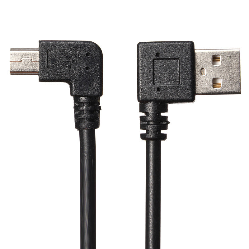 Universal Black USB 2.0 Male A to Mini USB 2.0 Male B 90 Degree Charging Cable Adapter Cord