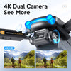 4K Drone for Adults, Dual Camera Drone with Storage Bag, 4-Way Dodging, 2.4Ghz Wifi HD Signal