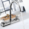 Dual Handle Spout Hot Cold Mixer Water Tap Kitchen Faucet