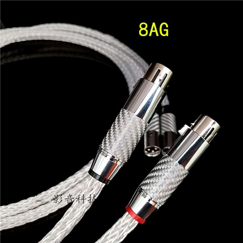 Silver Plated OCC 16 Strands Audio Cable With Carbon Fiber 3pins XLR Balanced cable