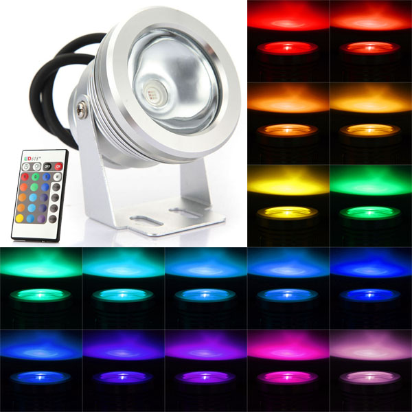 10W RGB Color Changing Waterproof Remote Control LED Flood Light