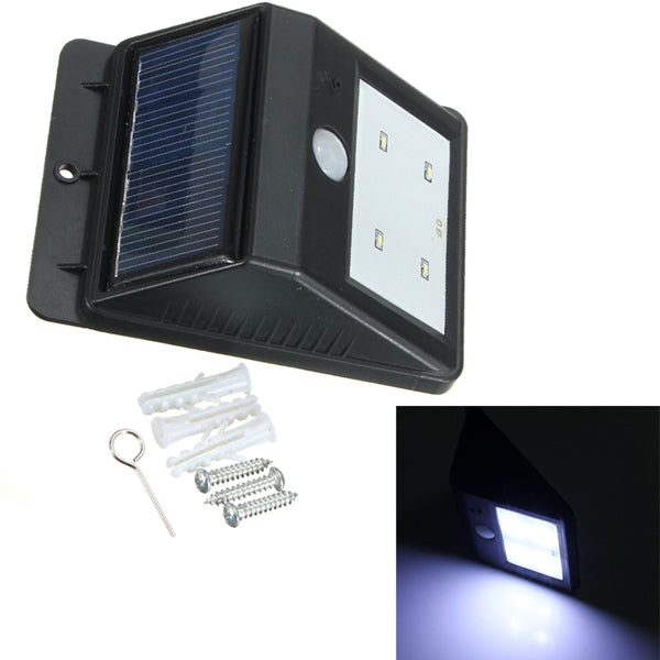 4 LED Solar Power PIR Motion Sensor Light Outdoor Garden Wall Lamp