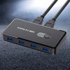 USB 3.0 Switch Selector KVM Switcher Box Hub Adapter 4 Ports Out 2 in Splitter