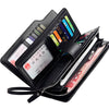 Men Leather Business Long Wallet Credit Card Organizer Wallet with 21 Card Slots Phone Bag