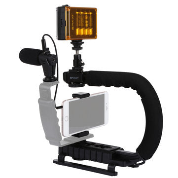 C-shape Stabilizer Microphone Video Light Vlog Set for DSLR Sport Action Camera Smartphone