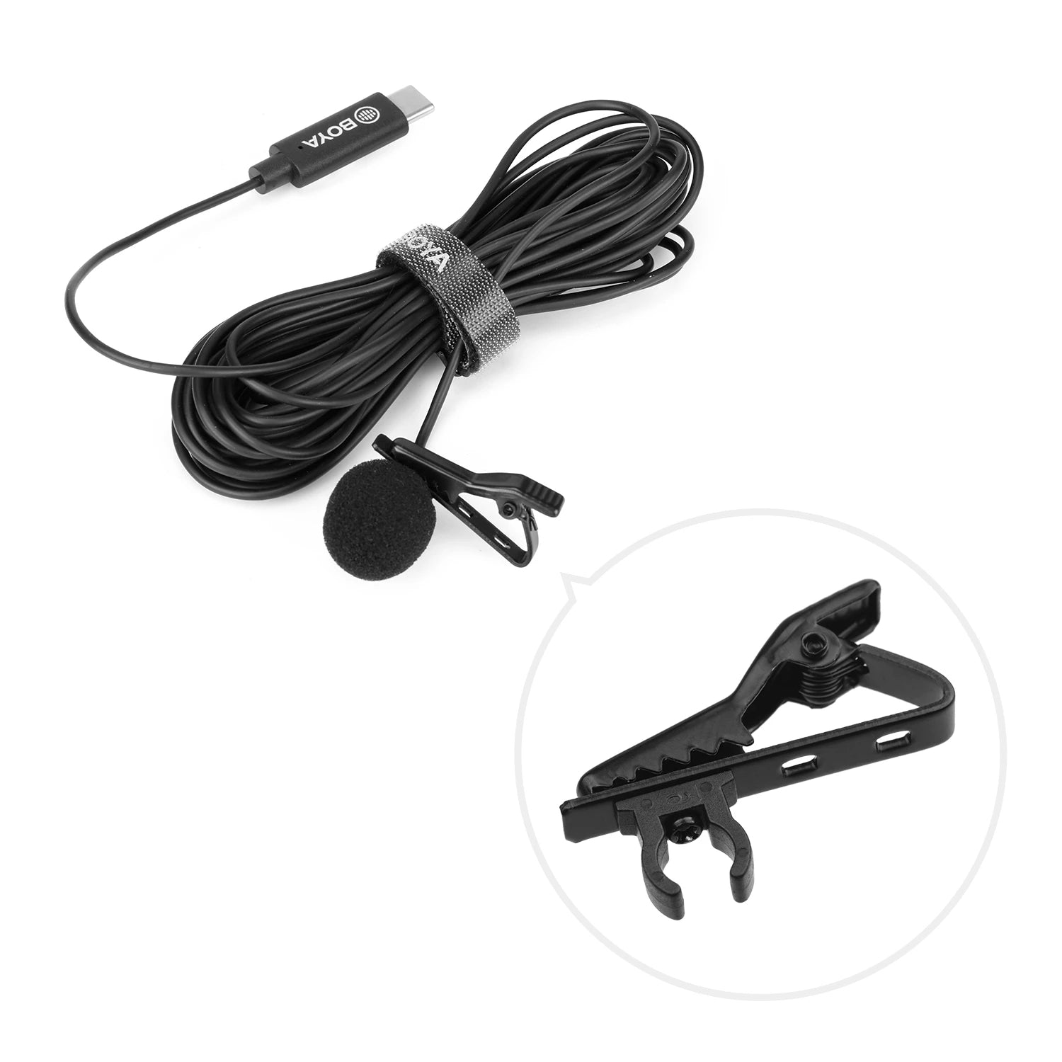 BOYA BY-M3 Lavalier Lapel Microphone Mini Mic Omnidirectional Single Head 6 Meters Cable for USB Type-C Devise Android Smartphone for iPad Pro,for Mac Computer