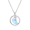 925 Sterling Silver Shining Zirconia Crystal Necklace Dangle Moon Shape Charm Necklaces for Women