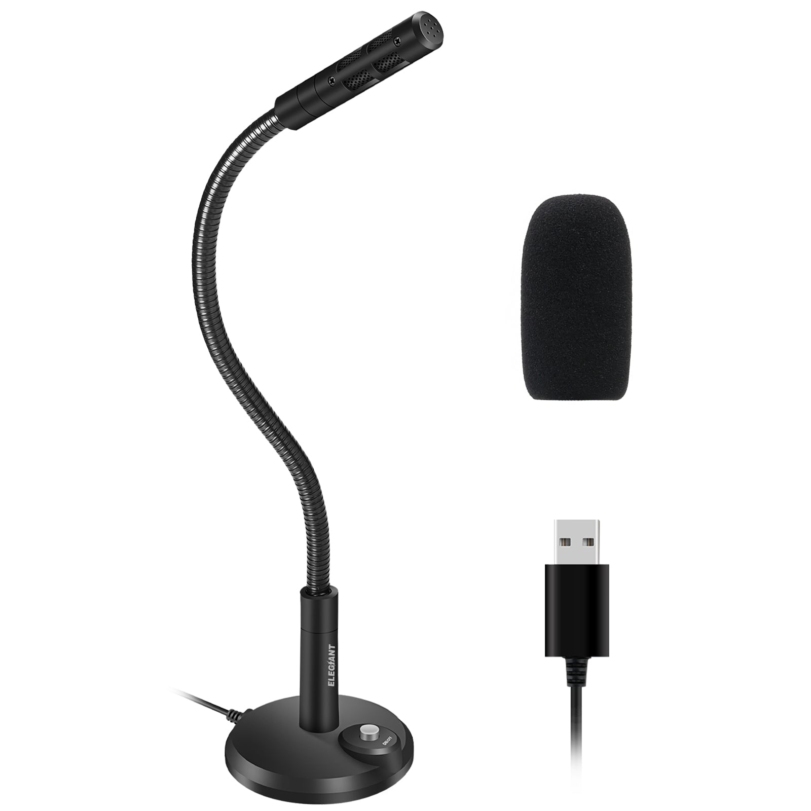 ELEGIANT EGM-01 USB Stand Microphone Mini Condenser Microphone with Switch for Mac Windows 7 8 10 and PC