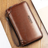 Men Oil Wax Leather Vintage Long Wallet Card Holder Phone Bag