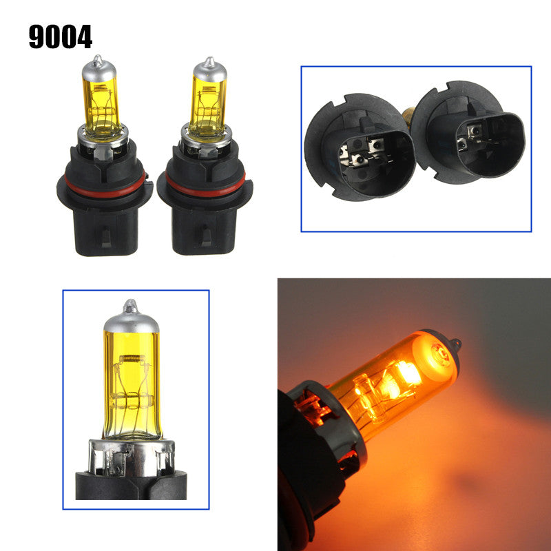 A Pair of 9004 HID Xenon Light Bulbs Lamps DC12V Yellow 3000K-3500K
