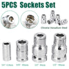 5PCS 1/2 3/8 1/4 Inch Socket Wrench Kit Metalworking Auto Repair Wrench Sockets Sleeve Set