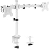 White Dual Monitor Desk Mount Adjustable Stand, Fits Screens up to 30"