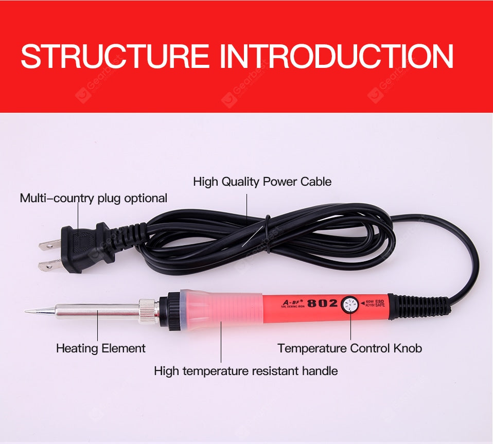 A-BF HS802 Portable Soldering Iron Temperature Adjustable 110V 220V Electric Heat Pencil 60W