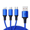 4FT 3 in 1 Multi Charging Cablephone Connector USB Universal Charger Cord Adapter - Blue