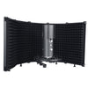 Bakeey microphone Isolation Shield 5-Panel Wind Screen Foldable 3/8" and 5/8" Threaded High Density Absorbing Foam for Recording Studio (Black)