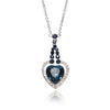 JASSY Heart of Ocean Sapphire Crystal Necklace Platinum Plated Rhinestone Best Gift