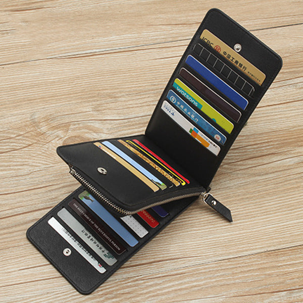 Men PU Leather Waterproof Durable Bifold Wallet 26 Card Slots Casual Business Card Pack