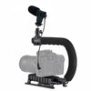 C-shape Camera Stabilizer with Microphone Mini Tripod Head Pone Clip Sports Camera Mount