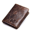 Men Genuine Leather Tri-fold Short Wallet Retro Wallet