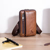 Men Genuine Leather Solid Waist Bag Shoulder Phone Bag Crossbody Bag