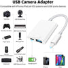USB Camera Adapter, USB Female OTG Adapter Compatible with Iphone Ipad, Portable USB Adapter for Iphone with Charging Port, No Application, Plug and Play