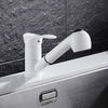 Pull Out Kitchen Faucet White Water-Saving Polished Basin Mixer Copper Hot and Cold Tap Vessel Vanity Sink Mixer