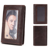 Men Retro Genuine Leather Coin Bag Photo Card Holder Wallet