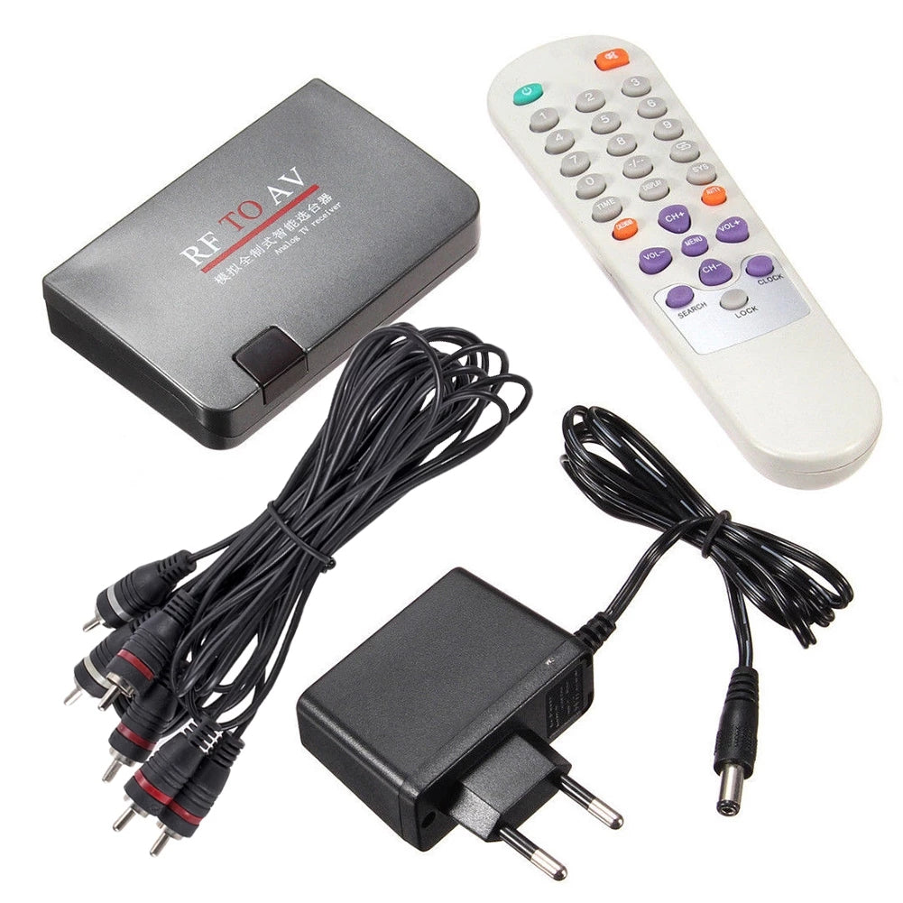 GRWIBEOU RF to AV Converter Easy Operation Converter TV Receiver Home Use Remote Control Efficient Analog Stable Signal RF To AV Modulator