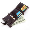 RFID Genuine Leather Business 8 Card Slot Wallet Oil Wax Casual Short Coin Bag For Men