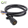 7-Way Trailer Light Wiring Plug Extension Cable [Double-Prong] [10-14 AWG] [Copper Terminals/Wires] 7-Wire Inline Trailer Cord - 8Ft