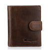 Ekphero Men Genuine Leather Short Wallet Vintage Zipper Coin Bag