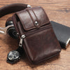 Ekphero Men Cowhide Phone Bag Waist Bag Vintage Belt Bag