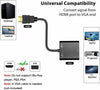 HDMI to VGA Adapter with Audio Adapter, HDMI to VGA Converter Male to Female Gold-Plated Cord with Audio Compatible for Pc/Laptop/Dvd
