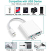 Lightning to USB Camera Adapter with Charging Port, Lightning Female USB OTG Cable Adapter for Select Iphone,Ipad Models Support Connect Camera, Card Reader, USB Flash Drive, MIDI Keyboard