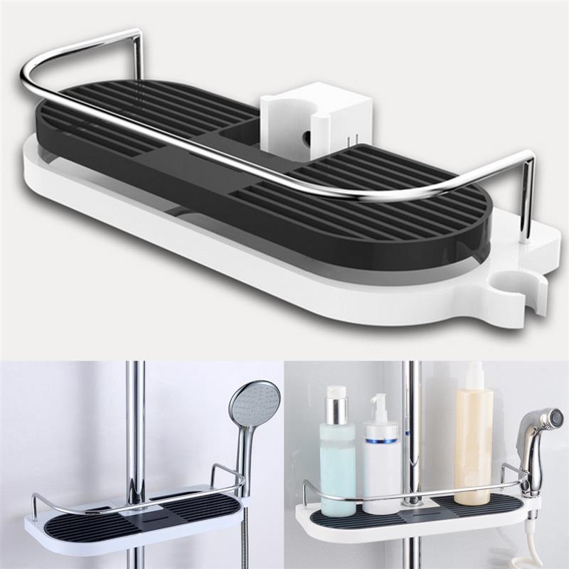 Bath Towel Tray Home Single Tier Shampoo Shower Head Holder Bathroom Shelf Shower Storage Rack