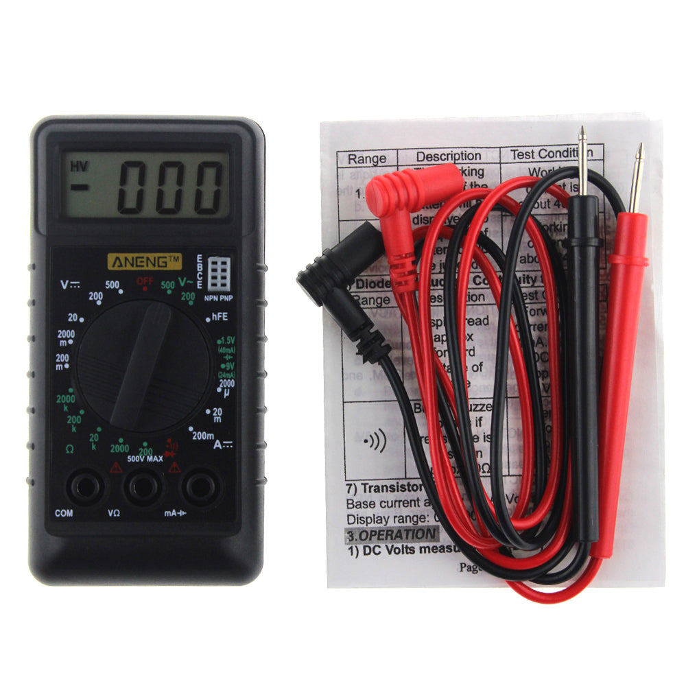 ANENG Mini Digital Multimeter with Buzzer Overload protection Pocket Voltage Ampere Ohm Meter DC AC LCD Portable